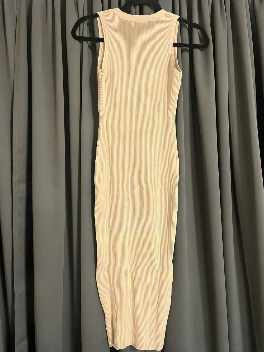 JLUXLABEL Cream Ribbed Button-Front Midi Dress - Picture 5 of 6